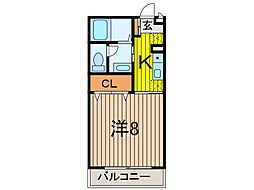 CLIO COURT21 2階1Kの間取り