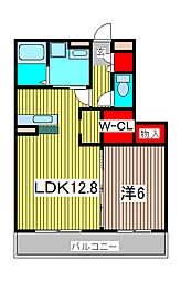 リモージュ新郷 2階1LDKの間取り