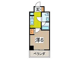 グランヴァン西川口 4階1Kの間取り