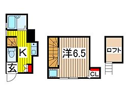 サンハイツ五番館 2階1Kの間取り