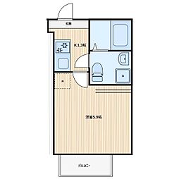 メゾン・アンソレイエ 3階1Kの間取り