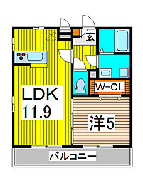 リブリ-CrestYanagisaki 1LDKの間取図画像