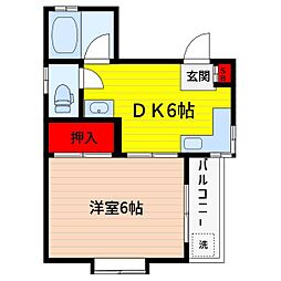 柳原ハイツ 1DKの間取図画像