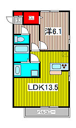 リヴェール 1LDKの間取図画像