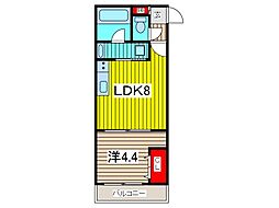 パルナシウス 1LDKの間取図画像