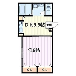 都屋ビル 1DKの間取図画像