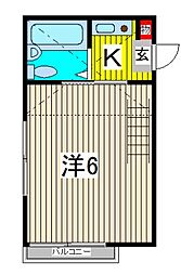 アップルハウス 1Kの間取図画像
