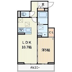 蕨市中央5丁目アパート 1LDKの間取図画像