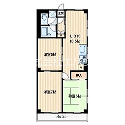 永井マンションA 3LDKの間取図画像