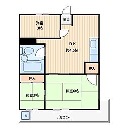 川口寿コーポ 3DKの間取図画像