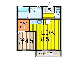 メゾンラポム 1LDKの間取図画像