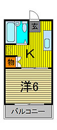 コーポサンライズ 1DKの間取図画像
