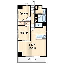 BELAIR川口元郷 2LDKの間取図画像