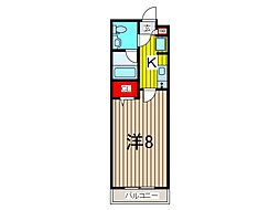 アルファコート蕨3 1Kの間取図画像