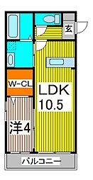 アドラーブル2 1LDKの間取図画像
