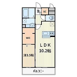 ベルフルール 1LDKの間取図画像