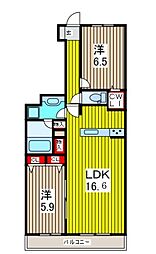 ブランズ川口本町 2LDKの間取図画像