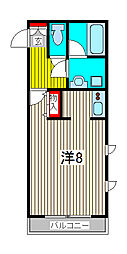 ヴィラディノーチェ 1Kの間取図画像