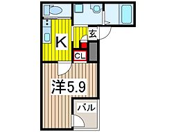 luxe西川口 1Kの間取図画像