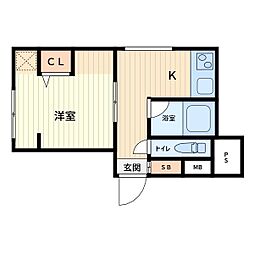 ビジネスハイツ川口 1DKの間取図画像