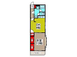 メゾンドフォンティーヌ 1DKの間取図画像