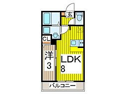 カサデルーナ 1LDKの間取図画像