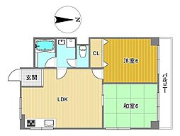 グリーンハイツ住吉 2LDKの間取図画像
