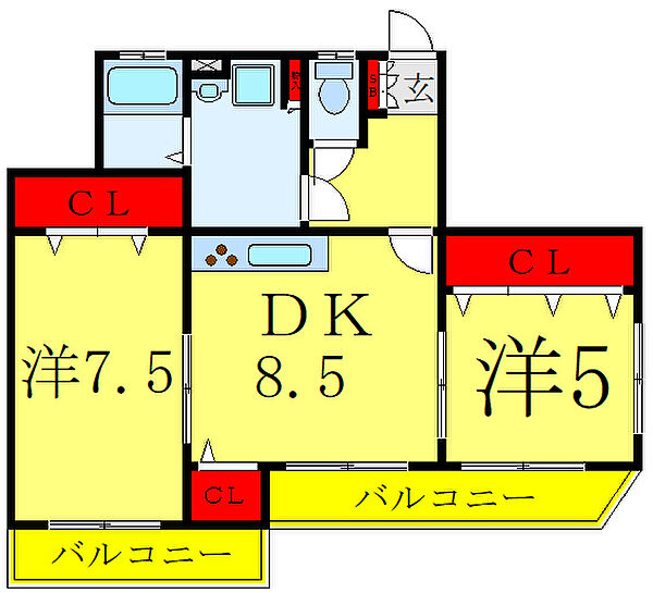 渡辺ビル ｜埼玉県川口市芝西2丁目(賃貸マンション2DK・2階・49.02㎡)の写真 その2