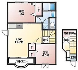 うらら香ＶＯＬ.II 2階2LDKの間取り