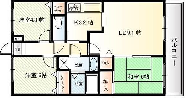 モン・シェリ　マ・シェリ 406｜滋賀県長浜市大戌亥町(賃貸マンション3LDK・4階・63.00㎡)の写真 その2