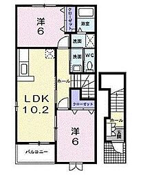 ポート　リジェールII 2階2LDKの間取り