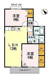 グリーンタウン杉原　Ｃ棟 2階2LDKの間取り