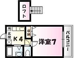 ＳＯＵＴＨ　ＷＩＮＧ 2階1Kの間取り