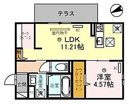 ロウレル 1階1LDKの間取り