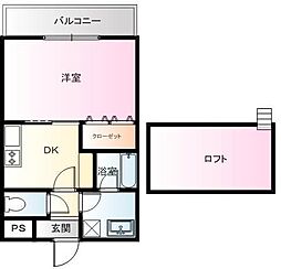 京町キングダム 1DKの間取図画像
