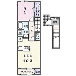 Sunny 1Kの間取図画像