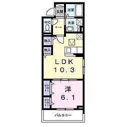 ベルジェ 1LDKの間取図画像