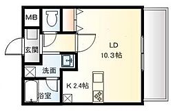 城町キングダム ワンルームの間取図画像