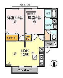 サニーハウス 2LDKの間取図画像