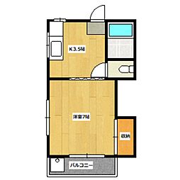 タカハシハイム 2階1Kの間取り