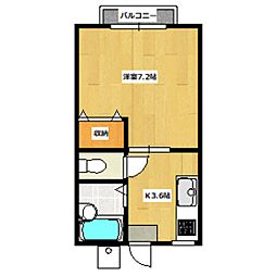 コーポエコー 1Kの間取図画像