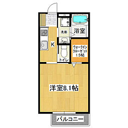 エルドラードIII 2階1Kの間取り
