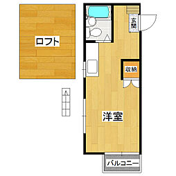 桂コーポ高津Ｂ棟 1階1Kの間取り
