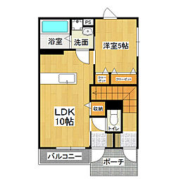 ＦＵＫＵハイツ 1階1LDKの間取り