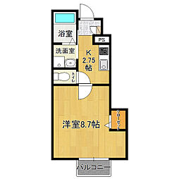 WOODSTOCK 1階1Kの間取り
