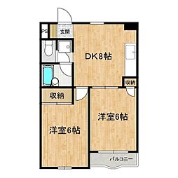 グリーンパレス 2DKの間取図画像