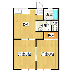 ハイツ広葉杉 2DKの間取図画像