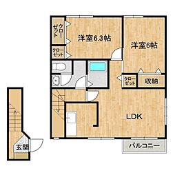コジィアラン 2LDKの間取図画像