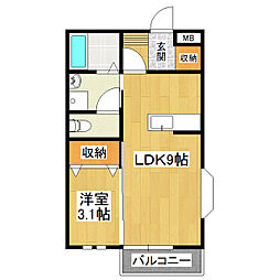 シャンスパレス・Z 1LDKの間取図画像