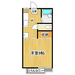昴ハイツA 1Kの間取図画像